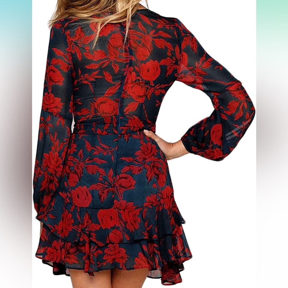 Poppy Floral Ruffle Wrap Dress size medium - Picture 6 of 8